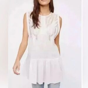 Right in Time Ivory Lace Tunic Dress Ruffle Tier Size Small